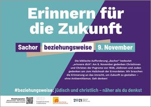 Erinnern für die Zukunft: Sachor beziehungsweise 9. November