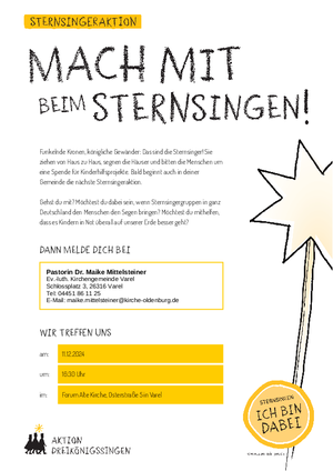 Mach mit! Sternsingeraktion - Spende für Kinderhilfsprojekte. 